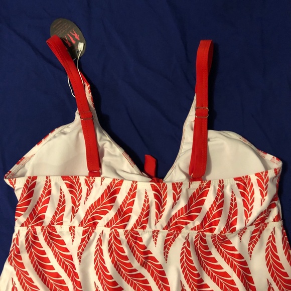 Logeri/AvidLove Ruched RedOranTankini Top, Size L - Picture 5 of 8